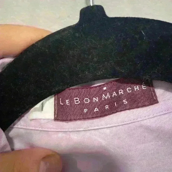 LeBon Marche size 1 purple button down shirt 100% cotton made in France - Picture 4 of 6